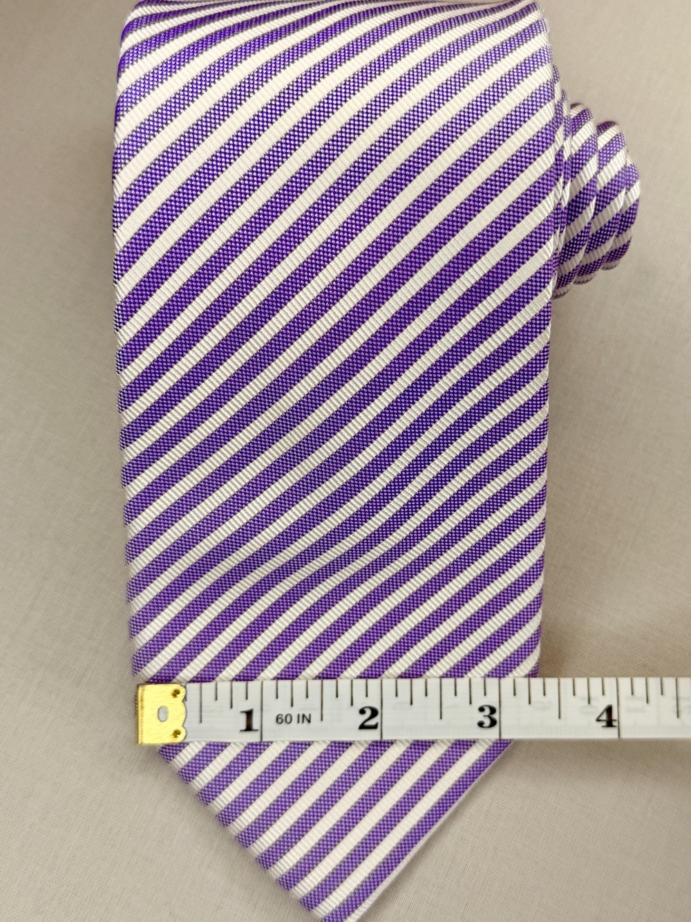 Charles Tyrwhitt Purple & White Striped Silk Tie Classic Designer Necktie - Picture 5 of 5
